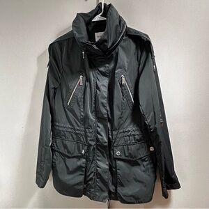 BCBGeneration Black Hooded Zipper Snap Utility Jacket Size L